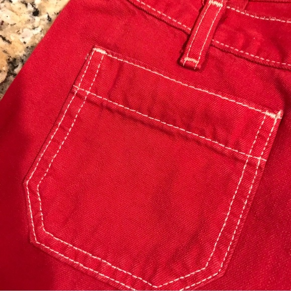 🦌VINTAGE RARE Abercrombie & Fitch Red Cropped Jeans - Picture 3 of 9